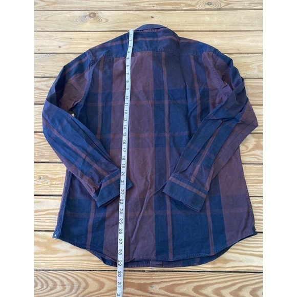 Rare Rabbit Check Button Up Shirt Size Large Men’s Brown Navy - Picture 6 of 8